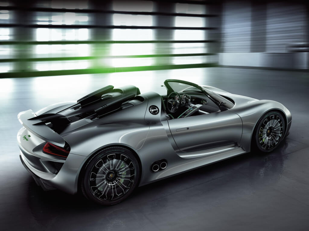 Vista de perfil del Porsche 918 Spyder