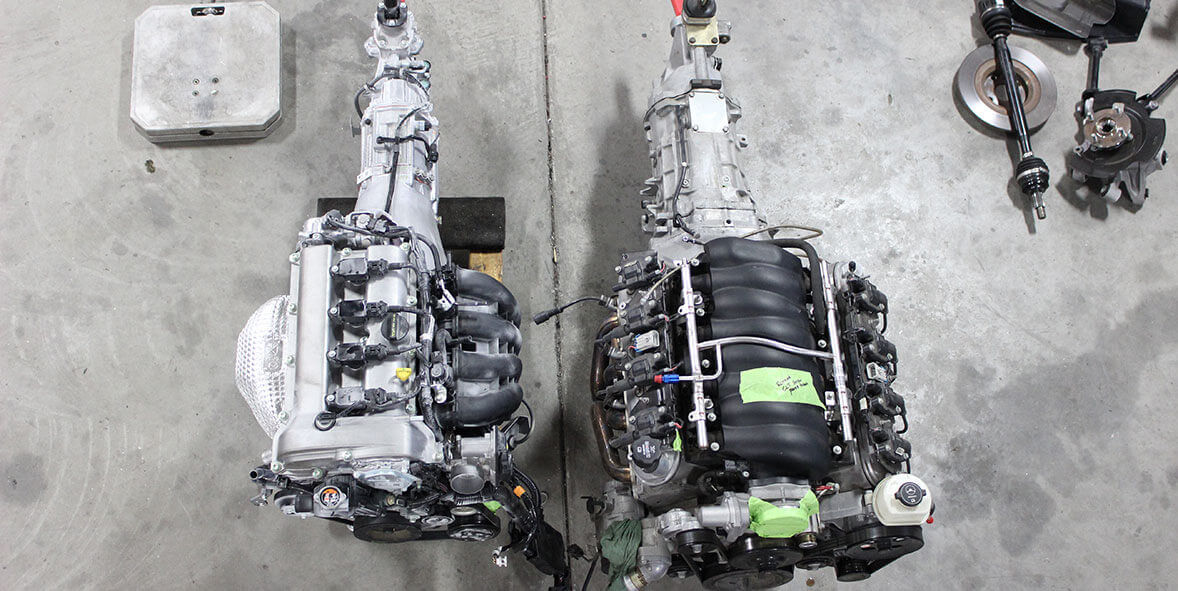 Comparación del motor Skyactiv 2.0 y el V8 LS3 del Chevrolet Camaro.