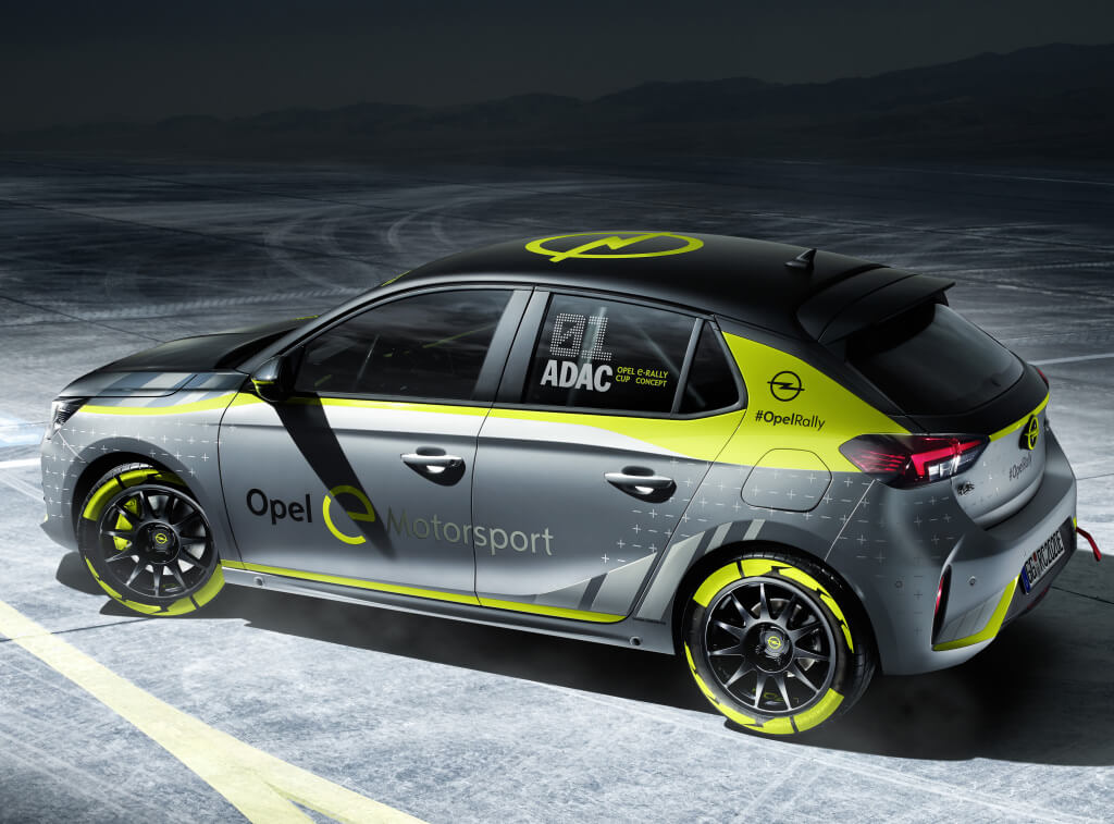 Opel Corsa-e Rally, lateral.