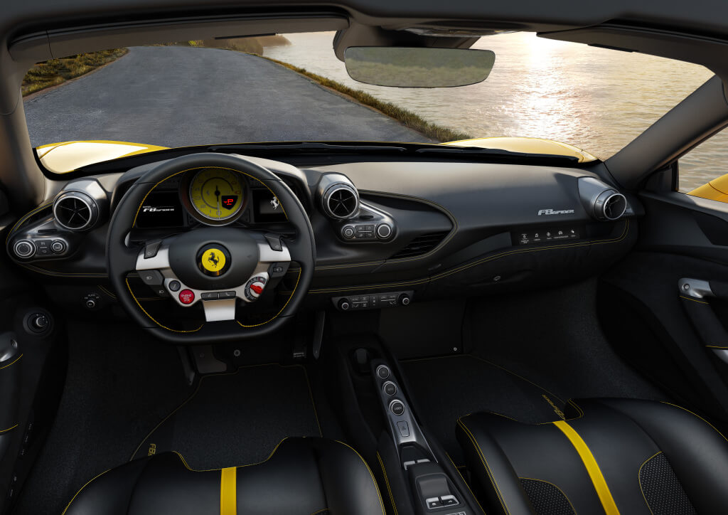 Ferrari F8 Spider, diseño interior.