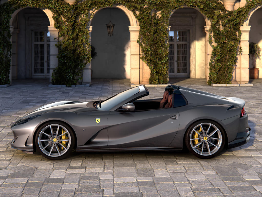 Ferrari 812 GTS, diseño lateral.