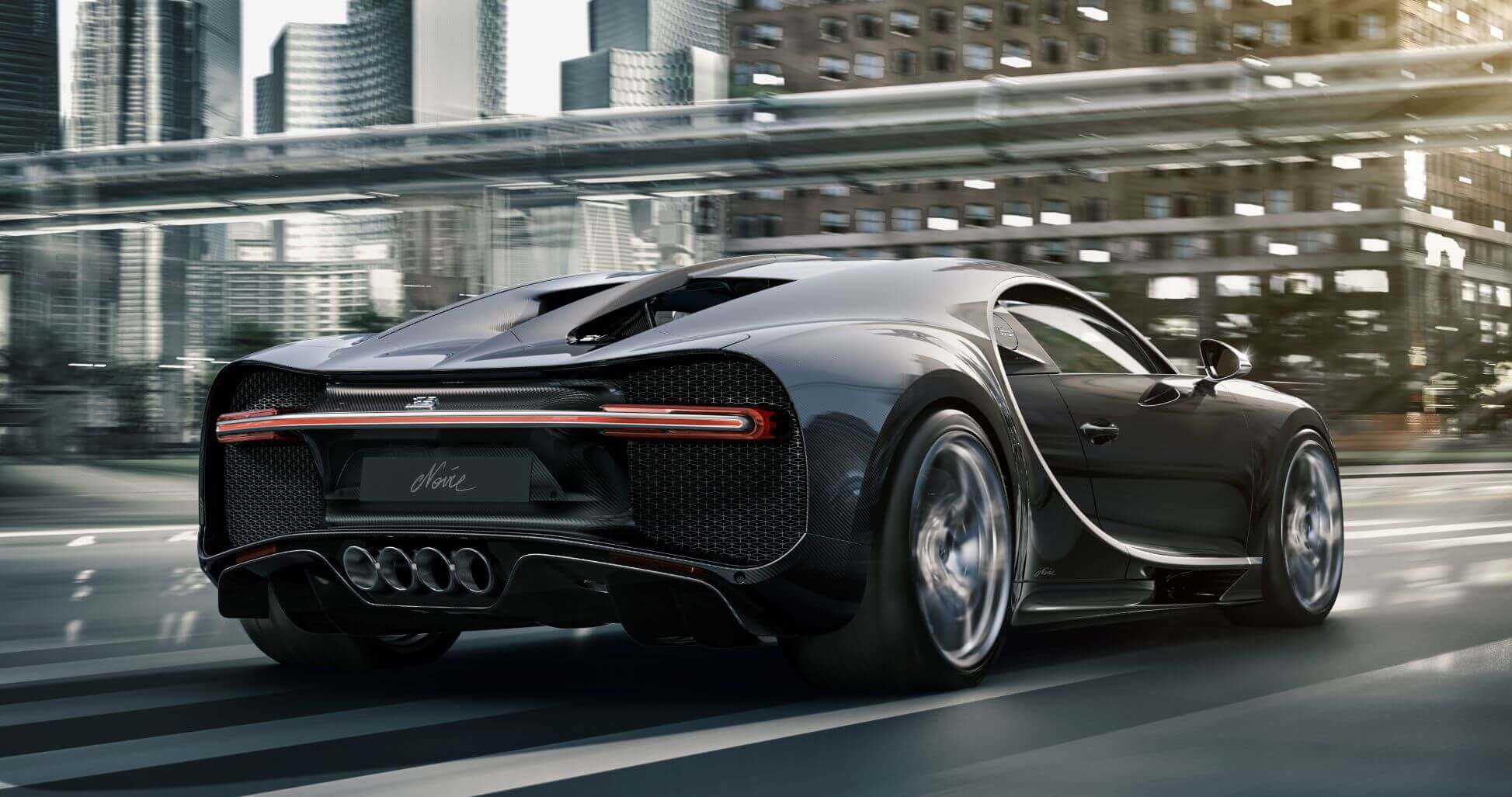 Trasera del Bugatti Chiron Noire.