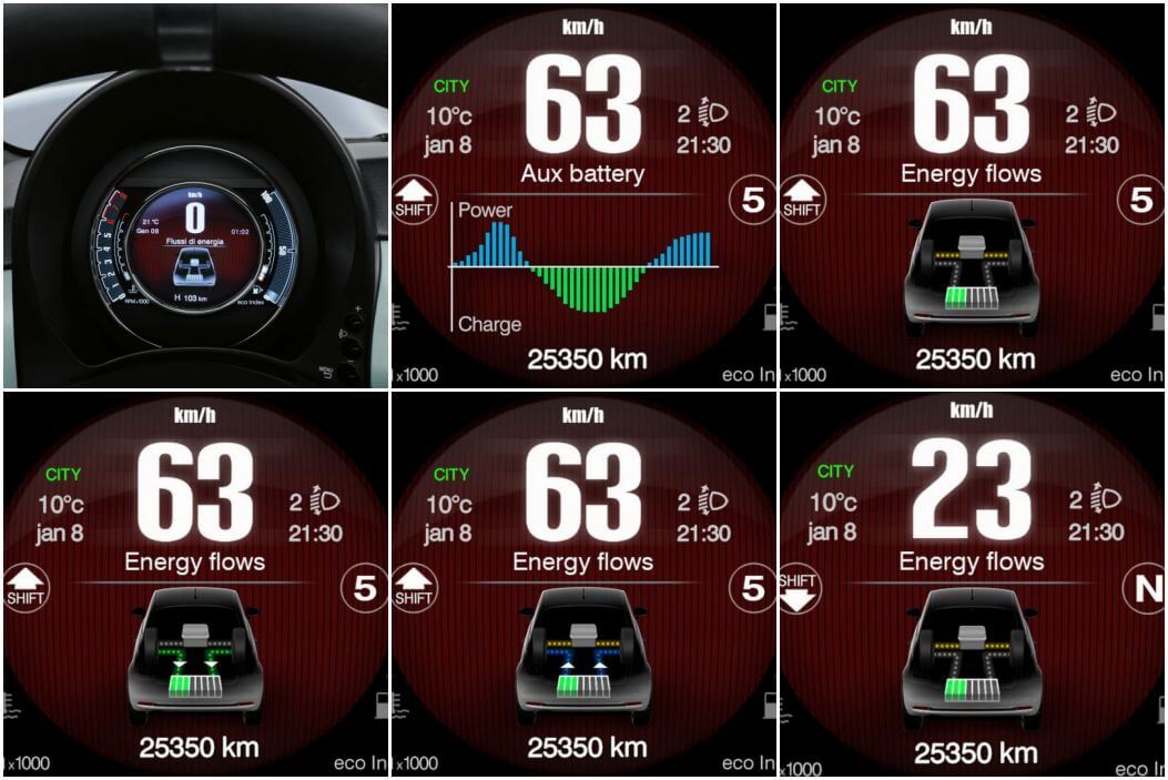 Fiat 500 Hybrid: cuadro de instrumentos.