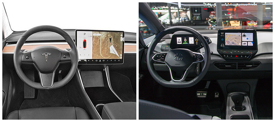 Comparativa VW ID.3 vs Tesla Model 3: interior.