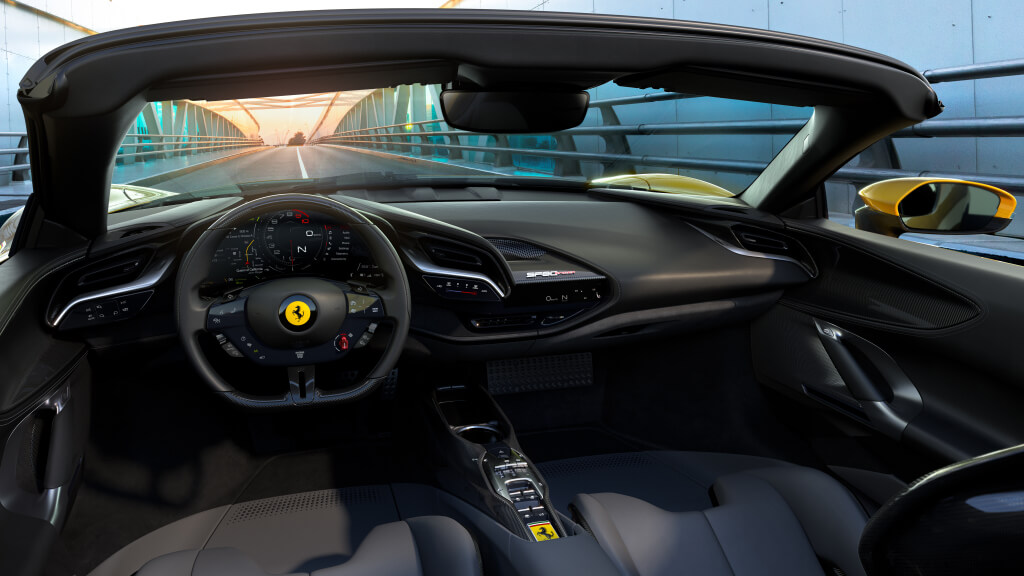 Ferrari SF90 Spider, diseño interior.